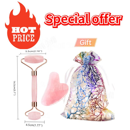  Crystal Rose Jade Roller & Gua Sha Set