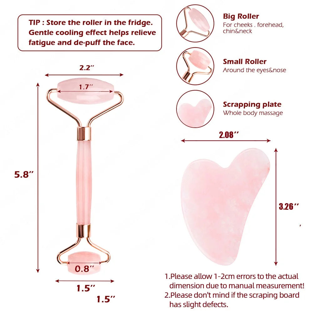  Crystal Rose Jade Roller & Gua Sha Set