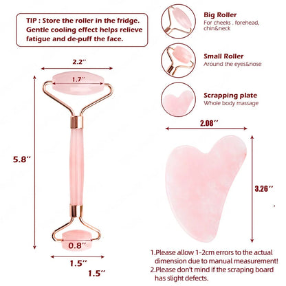  Crystal Rose Jade Roller & Gua Sha Set